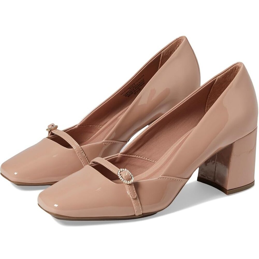 New Anne Klein Lexington Slingback Heel Shoes In Natural Patent Size 10 M